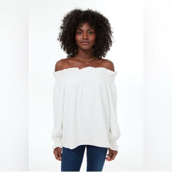 Tuckernuck Size XS White Off the Shoulder Marguerite Blouse - Picture 1 of 6
